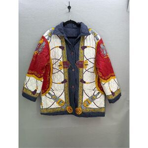 California Style Womens Multicolor Silk Reversible Quilted Jacket Size Medium